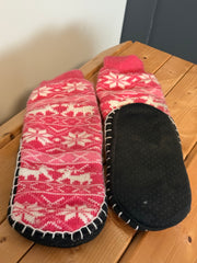 Pink Reindeer Slippers O/S
